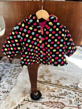 Hanna Andersson Black Hooded Jacket with Colorful Polka Dots
